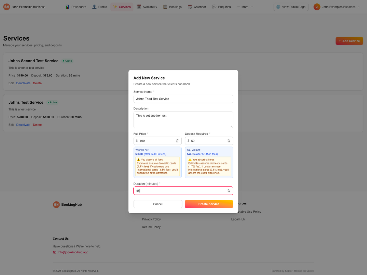 Add Your Services screenshot